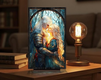 Portavelas atrapasol de Rowan y Aelin: regalo literario del Trono de Cristal, rincón de lectura de Abraxos y Manon, regalo de San Valentín para salas de lectura de fantasía.