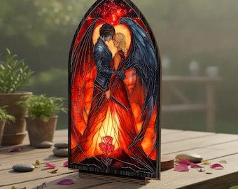 Rhysand och Feyre vävd solfångare ljusstake ACOTAR mysig fantasidekor boklig present till Sarah J Maas läsare och fans, alla hjärtans dag-present