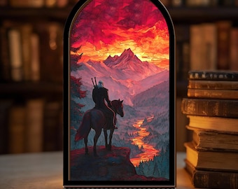The Witcher Suncatcher Candle Holder:White Wolf Kaer Morhen Book Nook,School of the Wolf RPG Gamer Gift,Wild Hunt Fantasy Decor,Gaming Decor