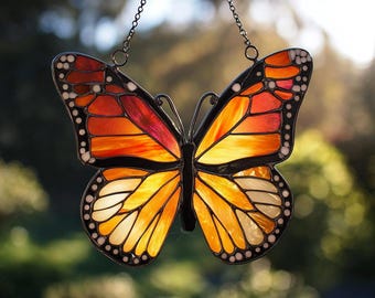 Atrapasueños de mariposa monarca de acrílico: regalo para amantes de la naturaleza, insectos voladores personalizados, decoración para el hogar y el jardín, regalo para mamá, no es de vidrio.