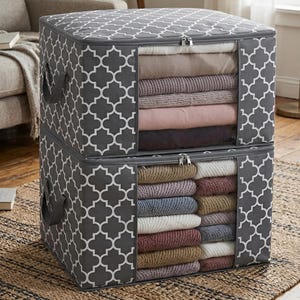 2 Pack 100L Storage Bags, Reinforced Handles, Sturdy Zippers, Bedding Organizer