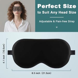 Masque de sommeil pour femme et homme, avec sangle réglable pour dormir image 2