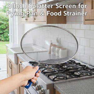 Splatter Screen for Frying Pan & Food Strainer, 8 Inch Stainless Steel