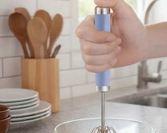 Stainless Steel Semi-Automatic Whisk Hand Push Rotary Blender, for Blending, Whisking, Frothing, Beating & Stirring