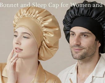 Bonnet et bonnet de nuit en soie pour femme et homme, cheveux en satin, bande élastique douce