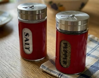 Salt and Pepper Shakers Stainless Steel and Glass Set with Adjustable Pour Holes