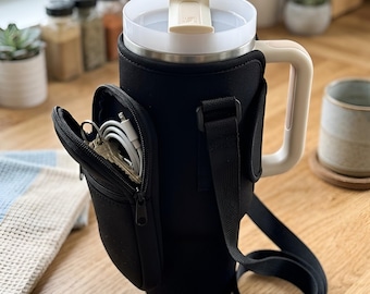 Sac de transport pour gobelet 40 oz, porte-bouteille en néoprène avec poche pour téléphone