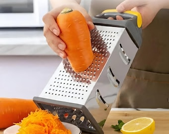 4 Sides Stainless Steel Box Graters Multi-Function Vegetable Slicer for Carrot, Veggie, Potato
