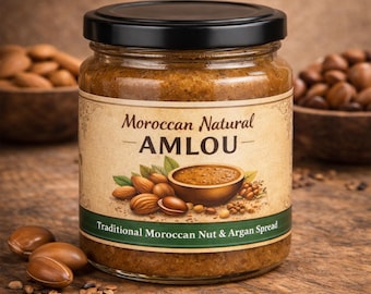 Crema de amlou marroquí artesanal: aceite de argán, almendras y miel orgánica