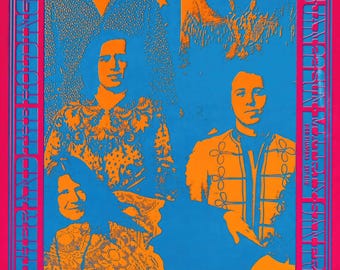 Plakat koncertowy Big Brother and the Holding Company w stylu vintage | Grafika ścienna z muzyką psychodeliczną | Pobieranie cyfrowe
