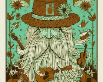 Plakat koncertowy zespołu Dave Matthews Band w stylu vintage | Muzyczna grafika ścienna | Pobieranie cyfrowe