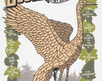 Plakat koncertowy zespołu The Decemberists w stylu vintage | Sztuka ścienna z muzyką indie folk | Pobieranie cyfrowe