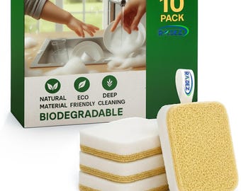 10 Pack Biodegradable Loofah Sponges | Natural Plant-Based Dish Cleaning