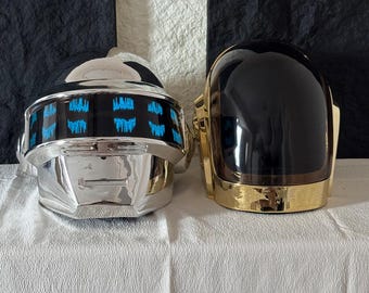 Daft Punk Gold and Chrome Silver Guy-Manual Thomas Bangalter See Thru Replica Helmet Mask Wearable