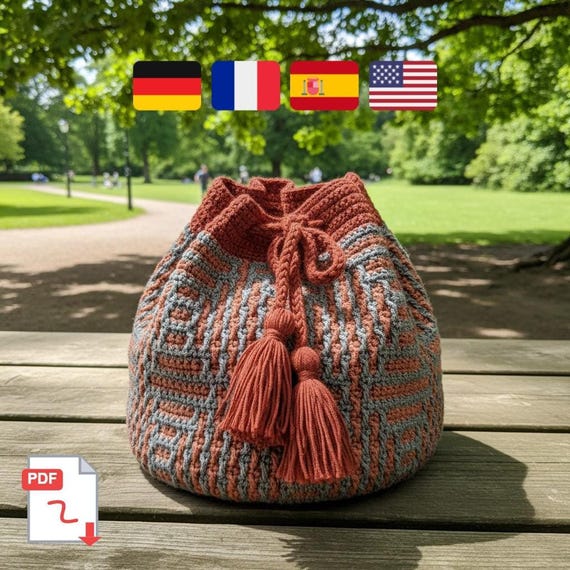 Everyday Crochet Bag Pattern, Mosaic Design PDF with US Terms