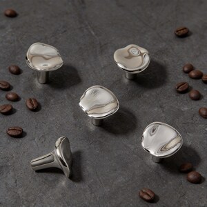 Hammered Silver Brass Cabinet Knob: Modern Minimalist Drawer Handle, American Kitchen Cupboard Handle