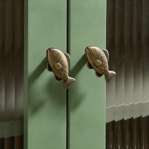 Cat Fish Brass Knob: Kids Room Drawer Handle, Cabinet Hardware for Wardrobe