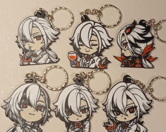 Arlecchino genshin impact Emote and sticker Keychain | RPG Fan Art | 2 Inch 2D Accessory | 3D Printed charms Anime