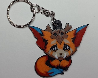 Gnar League of Legends Emote Keychain | 3D Printed LoL Champion Charm Wide eyed