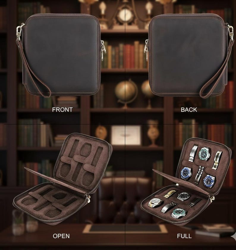 Watch Organizer – Leather Travel Case for 6,4,2 Watches - Etsy
