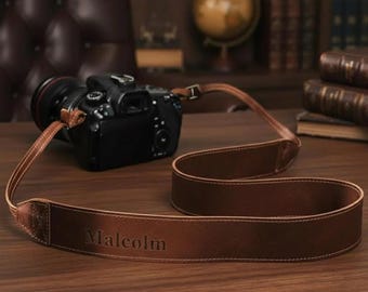 Leather Custom Camera Strap – Handmade Vintage for Photographers