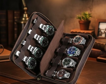 Watch organizer – Leather Travel Case for 8 Watches