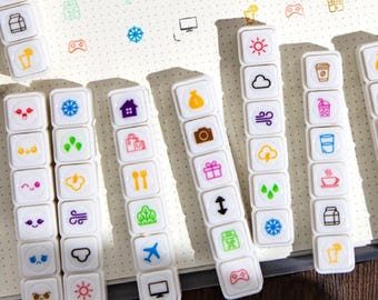 6-in-1 Plastic Stamp Set | Minimalist weather and mood journaling with lifestyle illustrations