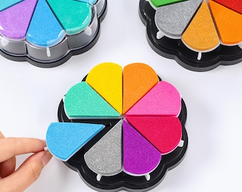 Rotating Flower Shape Ink Pad – Water-Based Non-Toxic Stamp Ink for Kids, Scrapbooking & DIY Crafts