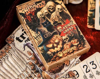 Halloween Playing Cards, Gothic Poker Deck for Adults, Vintage Horror Art Card Game, Spooky Party Favor & Trick or Treat Gift