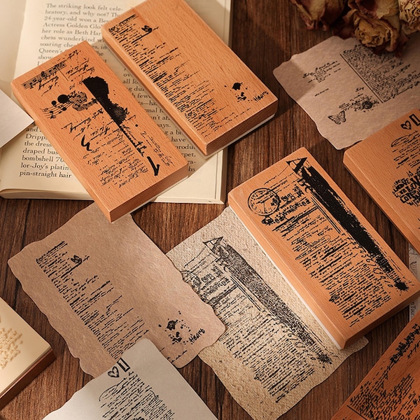 Vintage English Calligraphy Journal Stamp – Music Notes, Instrument Words & Violin Design
