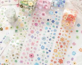 Floral Die-Cut Washi Tape Set – 4 Pastel Flower Designs for Journaling, Scrapbooking & Gift Wrapping | Edgeless Sticker Roll