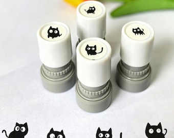 Adorable Black Cat Stamp, Cute Kawaii Stationery Art,Large Expressive Kitty Seal for Scrapbooking, Journaling, Planner DIY