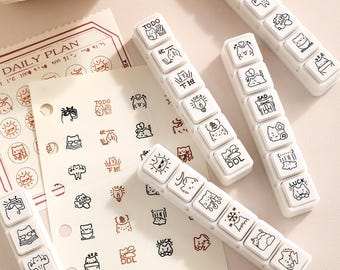 Kitten Rubber Stamp Set – 6-in-1 Self-Inking Planner Stamps