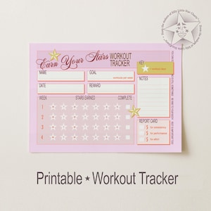 Monthly Workout Tracker Star Chart: For Adults and Teens, Printer-Friendly, Downloadable, Digital Download, Printable