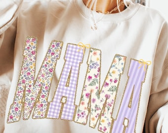 PNG de encaje floral para mamá, diseño de camiseta con letras universitarias, descarga digital de sublimación de gráficos bohemios para mamá