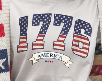 1776 PNG, diseño de camiseta del 4 de julio, gráfico patriótico universitario de EE. UU. 2026