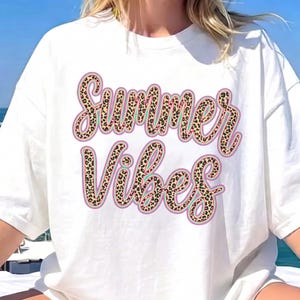 Summer Vibes PNG, Leopard Summer Shirt Design, Beach Vacation Sublimation, Coastal Graphic Download
