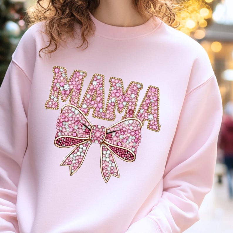 Rhinestone mama png bling bow mothers day shirt design