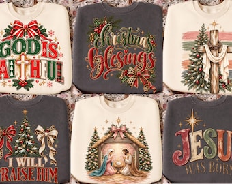 Christian Christmas PNG Bundle, Nativity PNG, Jesus Was Born, Faith Cross Holiday Designs
