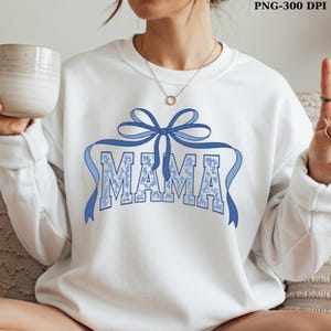 Blue bow mama png coquette mothers day design