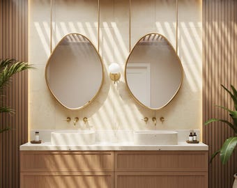 Asymmetric Metal Framed Ceiling Mirror, Modern Home Decor Art, Wall Mirrors