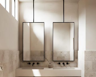 Modern Ceiling Mounted Metal Frame Mirror, Minimalist Bathroom Wall Decor, Mirrors for Hairdressing Salons,