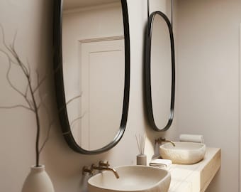 Handmade Metal Frame Hanging Mirror, Asymmetric Metal Design Ceiling Mirror, Metal Framed Mirror, Modern Design Home Decor, Home Decor Art