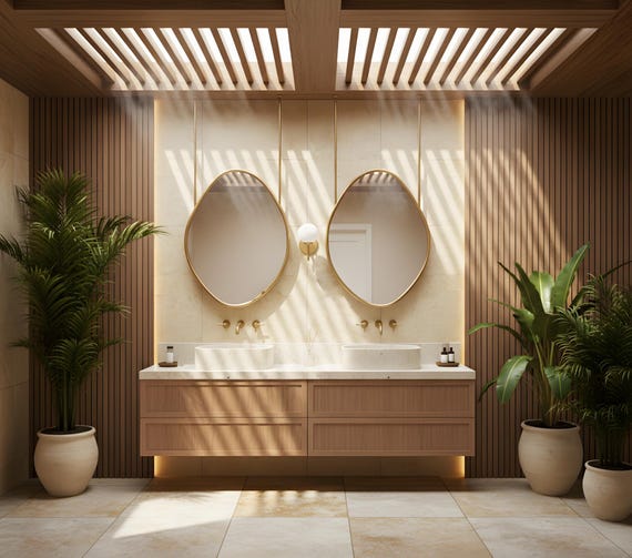 Asymmetric Metal Framed Ceiling Mirror, Modern Home Decor Art, Wall Mirrors