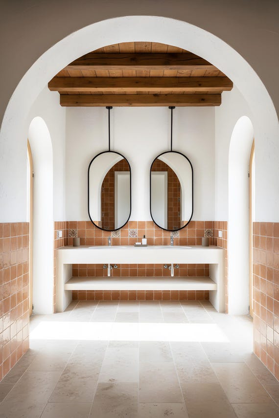 Suspended Over Window Vanity Mirror, Ceiling Mounted Bathroom Decor, Moden Decorative Mirror