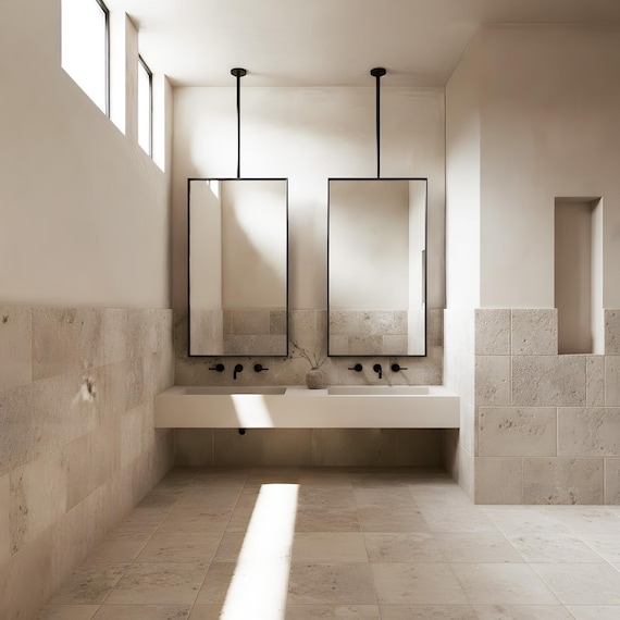 Modern Ceiling Mounted Metal Frame Mirror, Minimalist Bathroom Wall Decor, Mirrors for Hairdressing Salons,