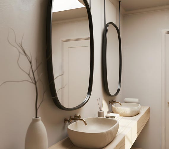 Handmade Metal Frame Hanging Mirror, Asymmetric Metal Design Ceiling Mirror, Metal Framed Mirror, Modern Design Home Decor, Home Decor Art