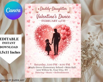 Daddy Daughter Valentine’s Dance Invitation | Editable Valentine Dance Flyer | Father Daughter Dance Invite | Digital Download