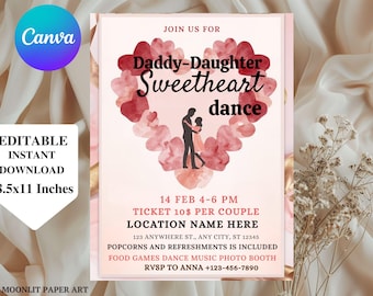 Daddy Daughter Valentine’s Dance Invitation | Editable Valentine Dance Flyer | Father Daughter Dance Invite | Digital Download