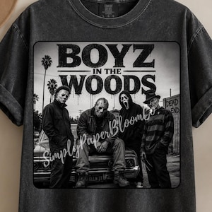 Boyz in the Woods PNG | Horror Movie Character Mashup | Retro Halloween Shirt Design | Funny Slasher Digital Download | Trendy PNG